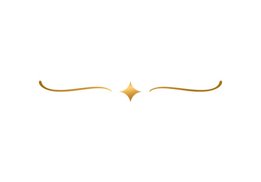 Luxury Gold Diamond Flourish Divider Design Element PNG Isolated on Transparent Background
