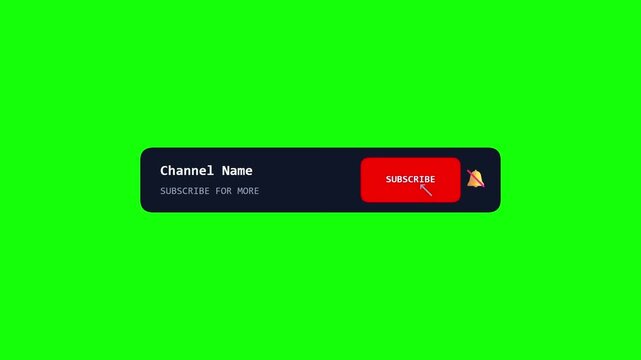Social media channel subscription button interaction animation set isolated on green screen background with digital subscription interface button transitioning grey