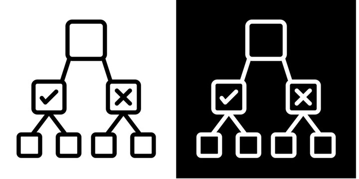Decision Tree Icon Set White Line Style Collection