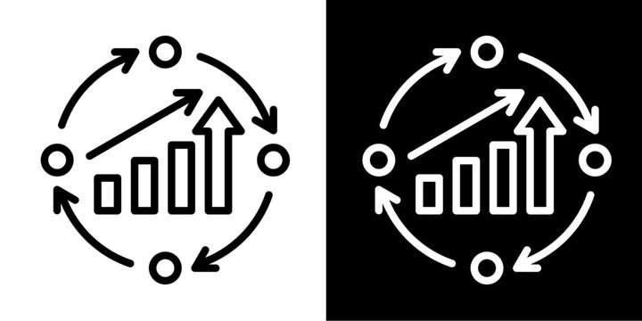 Continuous Improvement Icon Set White Line Style Collection
