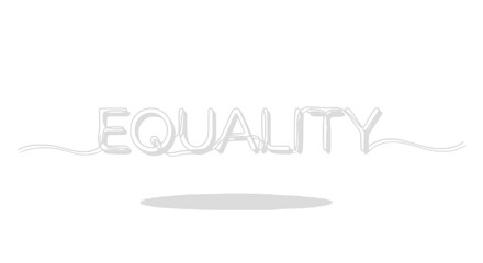 Fototapeta premium Equality word made of white balloons, clean background, concept of fairness, justice, human rights