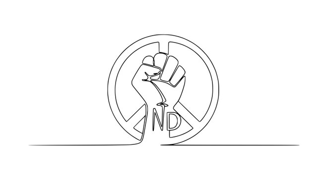 Fist Peace Symbol Line Art