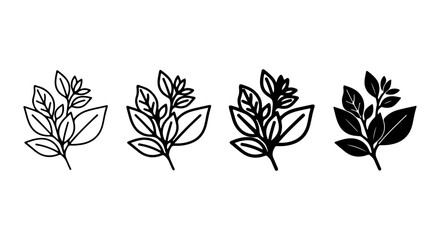 Botanical Branch Icons, Leafy Sprigs Vector Set, Organic Plant Elements, Nature Graphics © nazrulislam