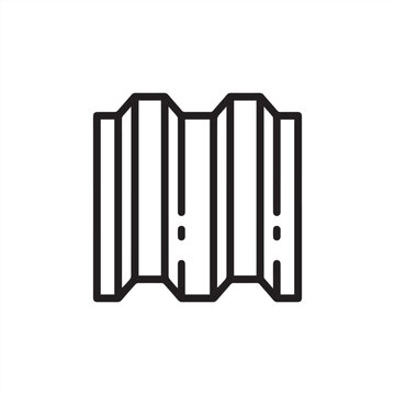 Corrugated sheet, linear icon. Metal roofing and siding material. Line with editable stroke.