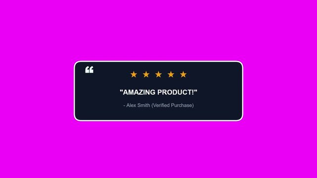 A customer review boxe displaying positive feedback ratings against a chroma key background best for ecommerce