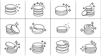 Stack of Coins Icons Set - Finance, Money, Wealth, Business, Banking, Investment, Savings © Malam