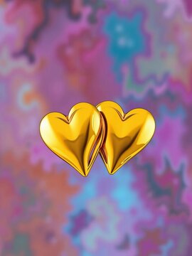 Interlocking golden heart symbols forming a bond, element, romantic
