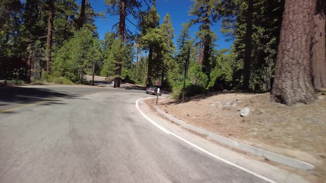 Kings Canyon Scenic Byway West Section 27 Eastbound MultiCam Front View Grant Tree Road Driving Plate California USA
