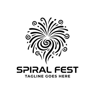 Dynamic bursting spiral symbol depicting fireworks or festive sparks for party and holiday events.