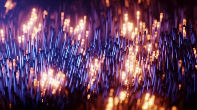 Glowing Fiber Optic Light Field Abstract Motion Background Loop.