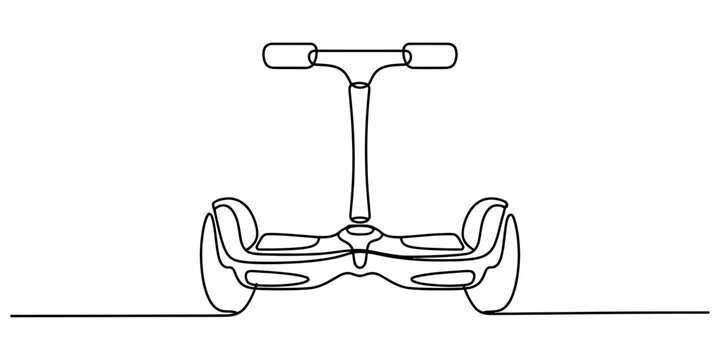 Continuous single line drawing of a self balancing electric scooter with a handle