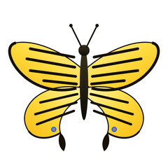 Tiger Swallowtail Butterfly Vector Illustration Isolated on Transparent Background. Description: A finely detailed illustration of a Tiger Swallowtail with bold yellow wings, black tiger-stripe patter © Ssdkmn