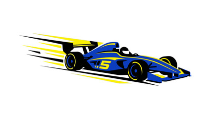 Obraz premium Blue Racing Car Speed Number 5.