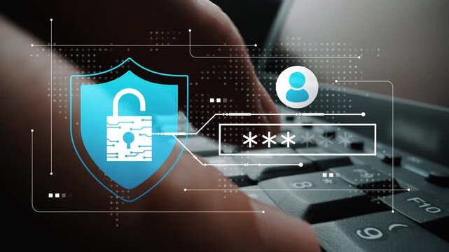 Digital security concept with keyboard and shield graphic representing online protection, user authentication, and data encryption in modern technology Gluon.