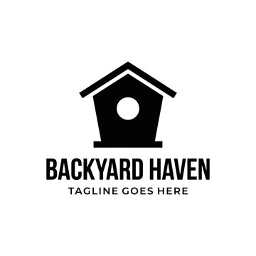 Simple bird house emblem. Provides a friendly identity for garden centers, avian sanctuaries, or pet supply brands.