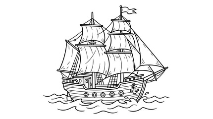 Tall Ship Vector Illustration © Dhiyak Boneto
