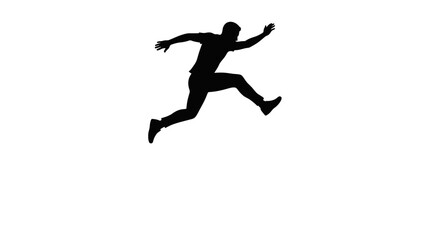 Fototapeta premium Man jumping in the air. Silhouette of a person leaping for success and active lifestyle.