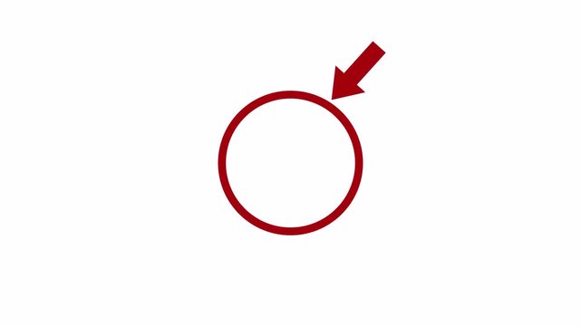 Animated Red circle spotted with arrow on transparent background. highlight arrow pointing Symbolizing Attention, Error, or Important Notification with Alpha Channel in 4K