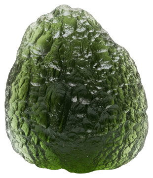 Raw moldavite crystal tektite mineral stone isolated on a transparent background