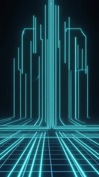 Futuristic Digital City Forming from Glowing Circuit Lines