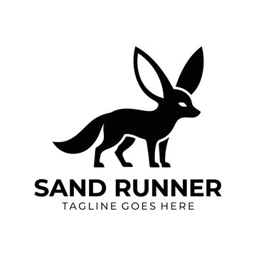 Elegant long-eared fox runner icon. Boosts brand agility for animal rescue, zoo branding, or courier services.