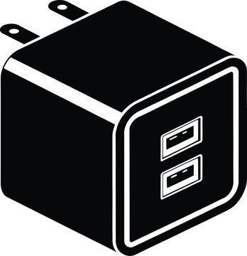 usb wall charger vector icon  single isolated obje