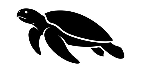 Fototapeta premium Black sea turtle swimming silhouette