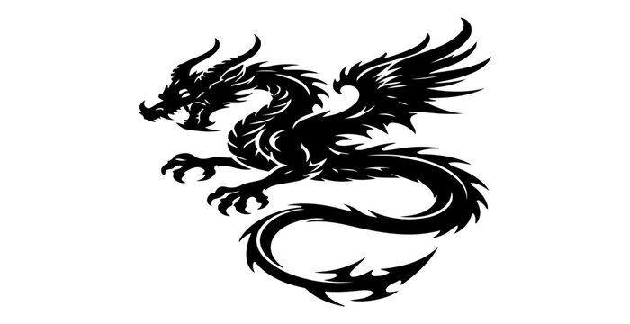 Black stylized dragon vector illustration
