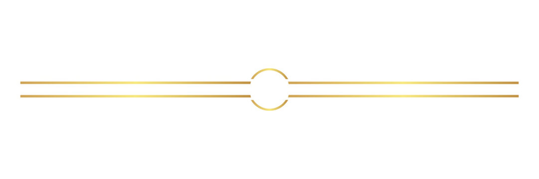 Elegant Gold Decorative Divider Line with Circle Isolated on Transparent Background PNG
