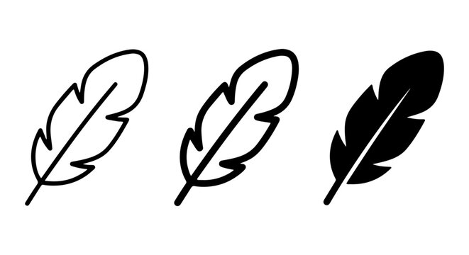 Feather Icons Set, Simple Outline and Solid Fill Vector Graphics for Nature and Design