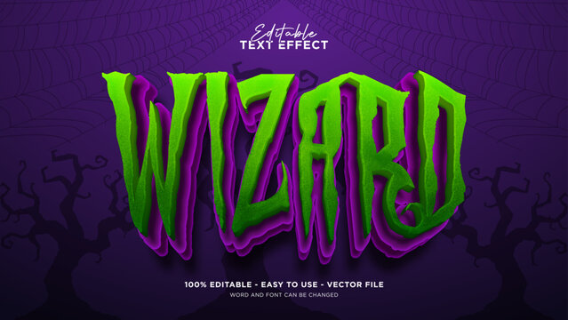 Editable witch 3d text effect, halloween 3d vector