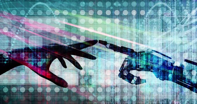Technology Collaboration Concept Showing Human Machine Learning Integration
