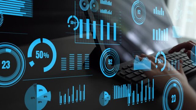 A close-up view of a laptop screen showcases dynamic data visualization with various graphs and charts, highlighting the importance of analytics in business strategy. Xenic