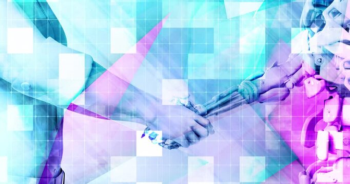 Human Collaboration With AI In Cyberspace Concept