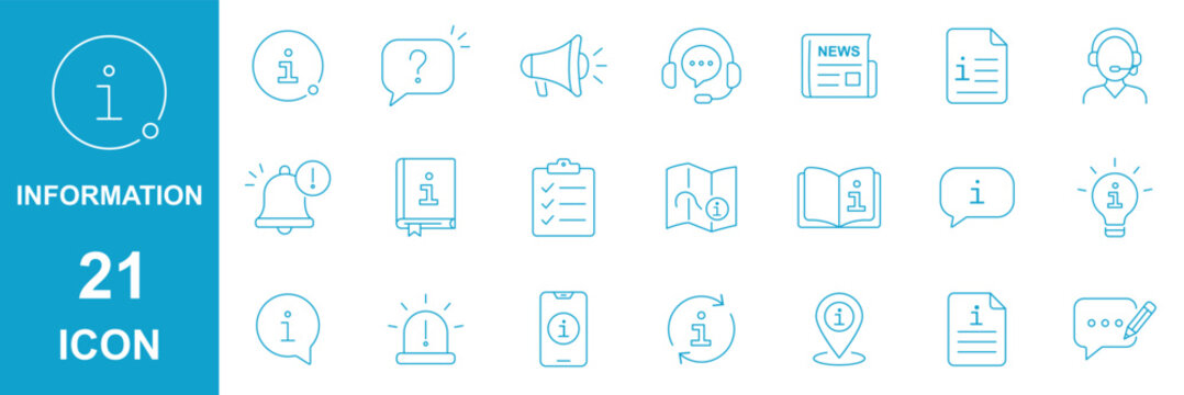 Information technology icons set representing computers, networks, data, software, cloud systems and digital infrastructure. Containing IT manager, big data, cybersecurity, artificial intelligence and