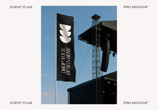 Outdoor Event Flag Mockup Template PSD