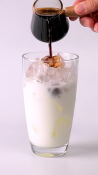 Iced latte on a white background.