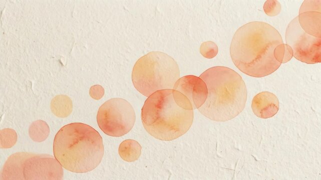 Abstract watercolor circles in warm orange and peach tones on textured paper