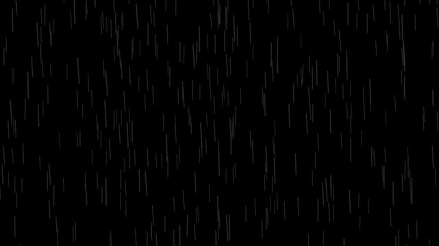 stormy heavy rainfall with wind overlay 4k loopable animation with alpha channel, rain drops overlay animation.