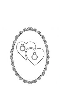 engagement rings on hearts in oval frame
