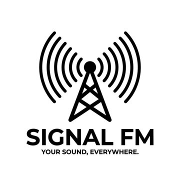 Bold antenna graphic with signal waves. Perfect for media, broadcasting, and telecommunication companies.
