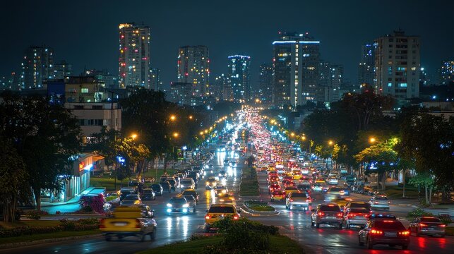 Busy city street at night (1)