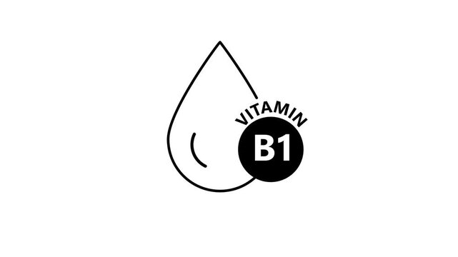 Vitamin B1 Serum Droplet Icon Animation Skincare Cosmetic Oil Liquid Drop Symbol Loop Isolated on White Background Motion Graphic