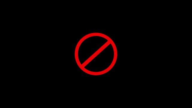 Animated Red Prohibited Symbol Icon, No Entry Sign, Restriction Warning, Forbidden Concept, Stop Notification, Safety Regulation, Isolated Graphic