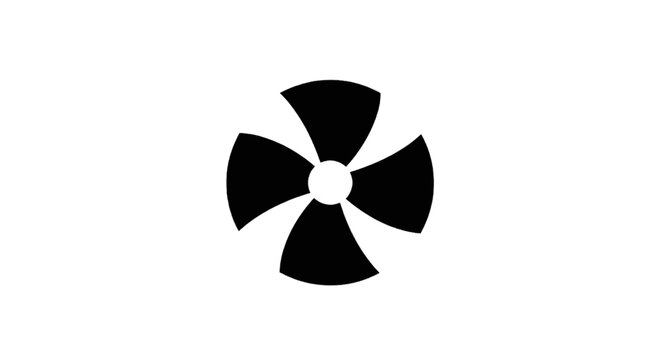 Vector illustration of black silhouette of a fourblade fan icon on a transparent background