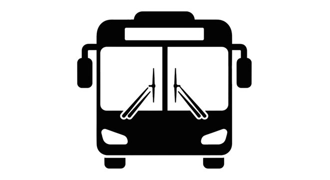 Vector illustration of front view of a city bus icon on a transparent background