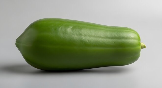 Fresh Green Unripe Papaya Fruit on a Clean White Background.