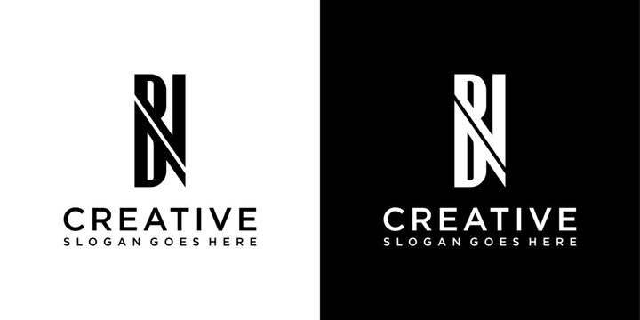 BN or NB initial letter logo design vector