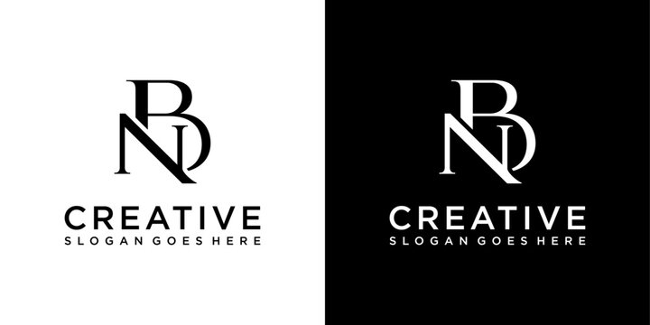 BN or NB initial letter logo design vector