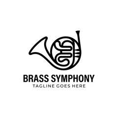 Boost musical identity with a classic French horn logo. Perfect for orchestras and symphony events.
